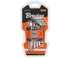 HEX šešiakampių raktų rinkinys Bradas, 1,5–10 mm, 9 vnt., short