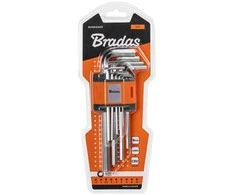 HEX šešiakampių raktų rinkinys Bradas, 1,5–10 mm, 9 vnt., long