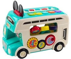 Interaktyvus edukacinis autobusas - rūšiuoklis su garso ir šviesos efektais, mėlynas