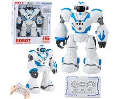 Interaktyvus nuotoliniu būdu valdomas robotas su šviesom ir garsais, mėlynas