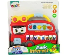 Interaktyvus pianinas Gaisrinės automobilis, raudonas