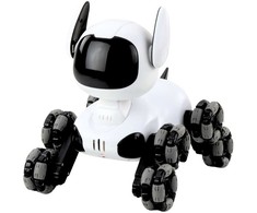 Interaktyvus robotas šuo su nuotoliniu valdymu TOOBY RC 4WD 360°, baltas/juodas