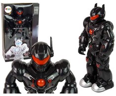 Interaktyvus vaikštantis robotas su garso ir šviesos efektais, juodas