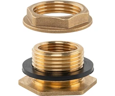 Jungtis vid.sr. 1/2" – išor.sr. 3/4" su veržle vid.sr. 3/4" ir tarpine Bradas, žalvaris