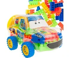 Kaladėlių rinkinys automobilio formos dėžutėje