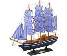 Kolekcinis dekoratyvinis laivo modelis, 33x31 cm, baltas/mėlynas
