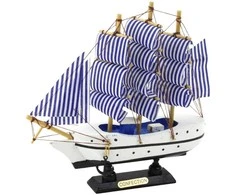 Kolekcinis dekoratyvinis laivo modelis, 18x17 cm, baltas/mėlynas