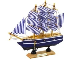 Kolekcinis dekoratyvinis laivo modelis, 16x15 cm, baltas/mėlynas