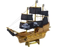 Kolekcinis dekoratyvinis piratų laivo modelis, 33x29 cm, juodas
