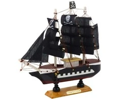 Kolekcinis dekoratyvinis piratų laivo modelis, 20x20 cm, juodas
