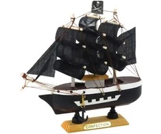 Kolekcinis dekoratyvinis piratų laivo modelis, 16x15 cm, juodas