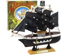 Kolekcinis dekoratyvinis piratų laivo modelis, 16x15 cm, juodas