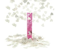 Konfeti patranka Baltas Hearts, 30 cm, 1 vnt.