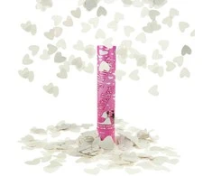 Konfeti patranka Baltas Hearts, 30 cm, 1 vnt.