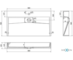 Konglomerato praustuvas Mexen Ava 1/O, 80x46 cm