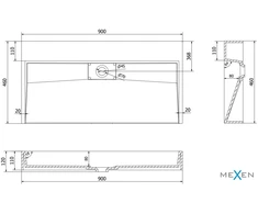 Konglomerato praustuvas Mexen Ava B/O, 90x46 cm, Juodas mat