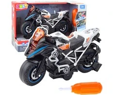 Konstrukcinis žaislas Motociklas DIY, su šviesos ir garso efektais, juodas