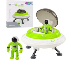 Kosminis erdvėlaivis su astronauto figūrėle ir efektais, žalias