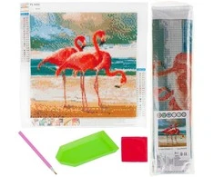 Kūrybinis rinkinys - deimantinė mozaika 3D "Flamingai"