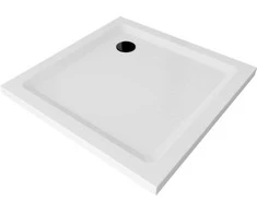 Kvadratinis dušo padėklas Mexen Flat Slim su sifonu, Baltas+Juodas, 90 x 90 cm