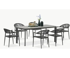 Lauko baldų komplektas ARDEN 6+1, Dark Pilkas