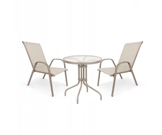 Lauko baldų komplektas Bergama Round 60 cm, 2+1, Taupe