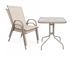 Lauko baldų komplektas Bergama Square, 60x60 cm, 2+1, Taupe
