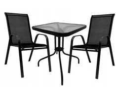 Lauko baldų komplektas Bergama Square, 60x60 cm, 2+1, Juodas