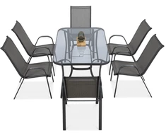 Lauko baldų komplektas Bologna, 150 cm, 6+1, Light Pilkas