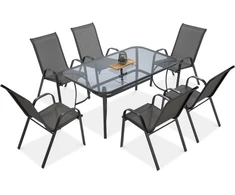 Lauko baldų komplektas Bologna, 150 cm, 6+1, Light Pilkas