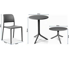 Lauko baldų komplektas BORA BISTROT/STEP 2+1, Antracite