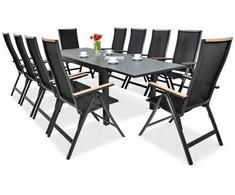 Lauko baldų komplektas Brisbane, 250 cm, 10+1, Juodas