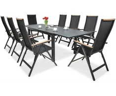 Lauko baldų komplektas Brisbane, 250 cm, 8+1, Juodas