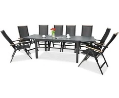 Lauko baldų komplektas Brisbane, 250 cm, 8+1, Juodas