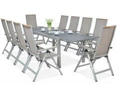 Lauko baldų komplektas Brisbane, 250 cm, 10+1, Taupe
