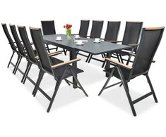 Lauko baldų komplektas Brisbane, 250 cm, 10+1, Juodas