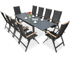 Lauko baldų komplektas Brisbane, 250 cm, 10+1, Juodas