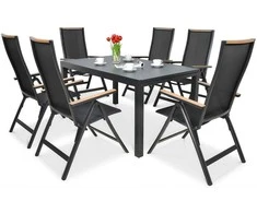 Lauko baldų komplektas Brisbane, 250 cm, 6+1, Juodas