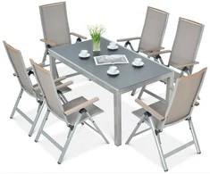 Lauko baldų komplektas Brisbane, 250 cm, 6+1, Taupe