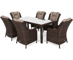 Lauko baldų komplektas Bristol 180 cm, 6+1, Brown Mat / Brown Melange