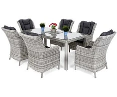 Lauko baldų komplektas Bristol 180 cm, 6+1, Light Pilkas / Pilkas Melange