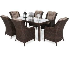 Lauko baldų komplektas Bristol 180 cm, 6+1, Brown Mat / Brown Melange