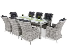 Lauko baldų komplektas Bristol 230 cm, 8+1, Light Pilkas / Pilkas Melange