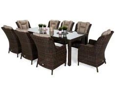 Lauko baldų komplektas Bristol 230 cm, 8+1, Brown Mat / Brown Melange