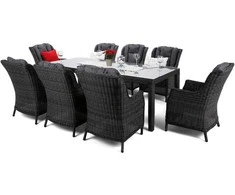 Lauko baldų komplektas Bristol 230 cm, 8+1, Pilkas / Pilkas Melange