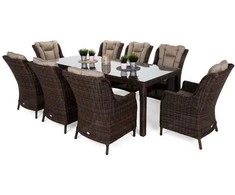 Lauko baldų komplektas Bristol 230 cm, 8+1, Brown Mat / Brown Melange