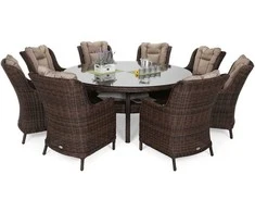 Lauko baldų komplektas Bristol Round Elegant 180 cm, 8+1, Brown Mat / Brown Melange