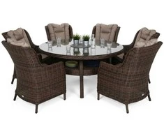 Lauko baldų komplektas Bristol Round Elegant 150 cm, 6+1, Brown Mat / Brown Melange