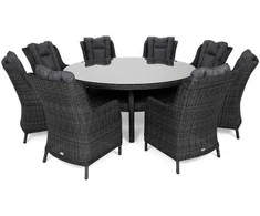 Lauko baldų komplektas Bristol Round Elegant 180 cm, 8+1, Pilkas / Pilkas Melange