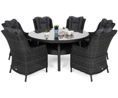 Lauko baldų komplektas Bristol Round Elegant 150 cm, 6+1, Pilkas / Pilkas Melange